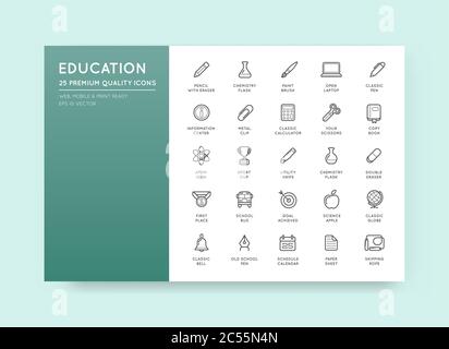 Set of Vector Education Icons Illustration can be used as Logo or Icon in premium quality Stock Vector