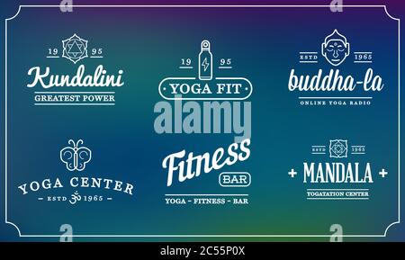 Set of Vector Yoga Zen Sport Elements and Fitness Healthy Illustration can be used as Logo or Icon in premium quality Stock Vector