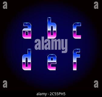 80s Retro Futurism Sci-Fi Font Alphabet Vector Stock Vector