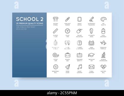 Set of Vector School Icons Illustration can be used as Logo or Icon in premium quality Stock Vector