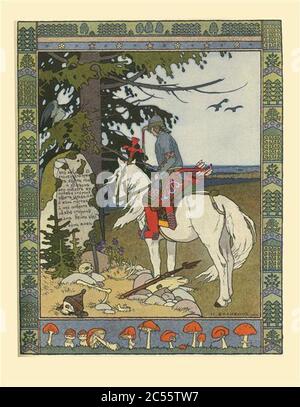 Ivan Bilibin - illustration-for-the-tale-of-prince-ivan-the-firebird-and-the-grey-wolf-1899-21. Stock Photo