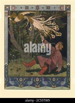 Ivan Bilibin - illustration-for-the-tale-of-prince-ivan-the-firebird-and-the-grey-wolf-1899-11. Stock Photo