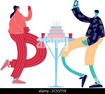 couple sharing at bar table vector illustration desing Stock Vector