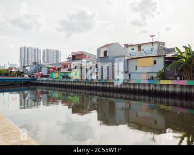 The poor neighborhoods of Jakarta are the capital of Indonesia. Stock Photo