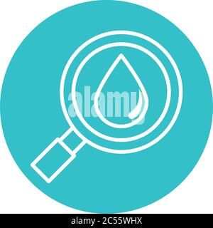 water drop under magnifier nature liquid blue block style icon vector illustration Stock Vector