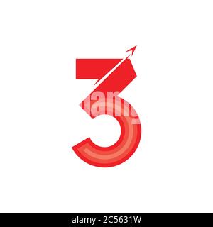 number 3 simple geometric motion arrow logo vector Stock Vector