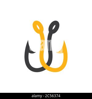 angler fish hook linked simple symbol vector Stock Vector