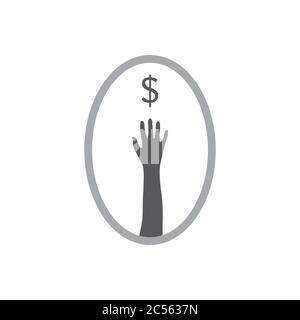 hand reaching dollar money illustration vector Stock Vector
