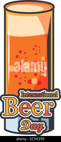 International beer day with glass detailed style icon design, Festival pub alcohol bar and drink theme Vector illustration Stock Vector