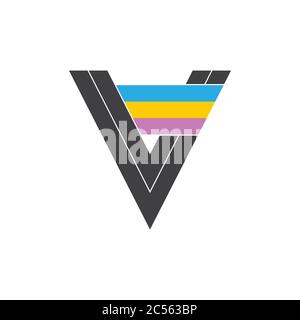 letter v colorful flag logo geometric design Stock Vector