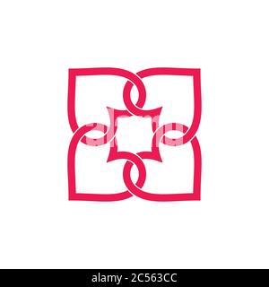 colorful linked love shape geometric linear logo vector Stock Vector