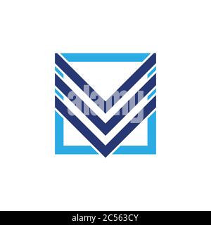 letter m stripes geometric square logo vector Stock Vector