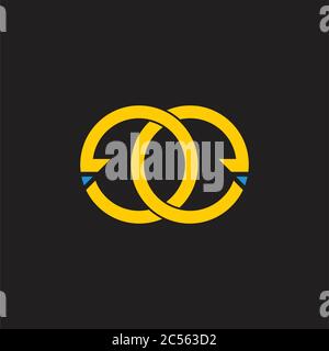 letters ee circle arrow golden rings linked logo vector Stock Vector