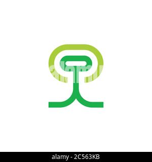 abstract green tree geometric line symbol vector Stock Vector
