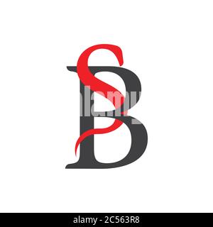 letter sb linked ribbon shape logo vector Stock Vector