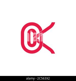 abstract letter ok linked geometric line symbol vector Stock Vector