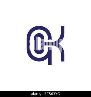 abstract letter qk linked geometric line symbol vector Stock Vector
