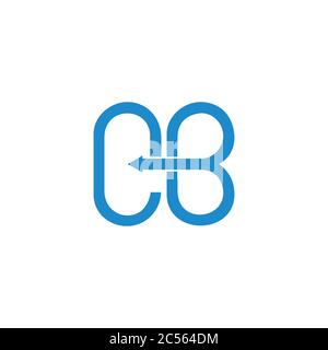 letter cb motion arrow geometric design symbol vector Stock Vector