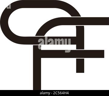 letter fq linked flat linear design symbol logo vector Stock Vector