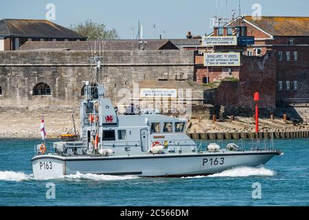 The Royal Navy Archer Class patrol boat HMS Express (P163) at Portsmouth, UK on the 1st June 2020. Stock Photo