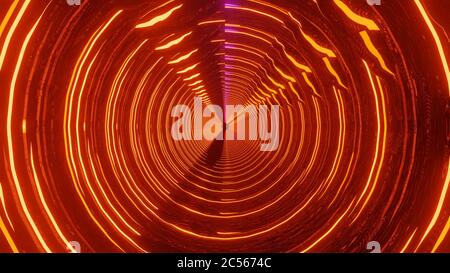 Abstract fragmented psychedelic orange tunnel Stock Photo