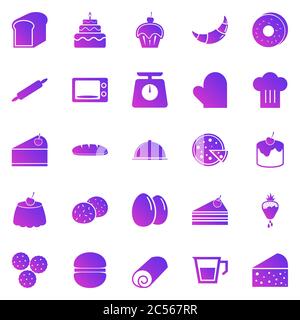 Bakery gradient icons on white background, stock vector Stock Vector