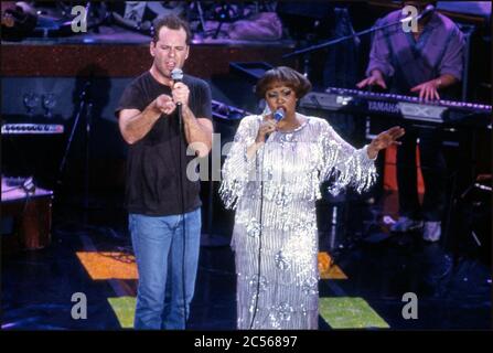 Bruce Willis singing live on stage at the Hollywood Palace circa 1987 Stock Photo