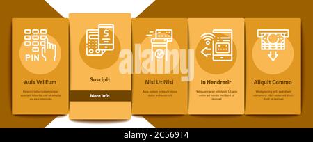 Pos Terminal Device Onboarding Elements Icons Set Vector Stock Vector