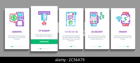Pos Terminal Device Onboarding Elements Icons Set Vector Stock Vector