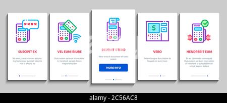 Pos Terminal Device Onboarding Elements Icons Set Vector Stock Vector