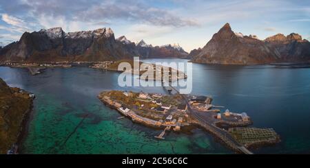 panoramic view of the mountains and islands around lofoten Stock Photo