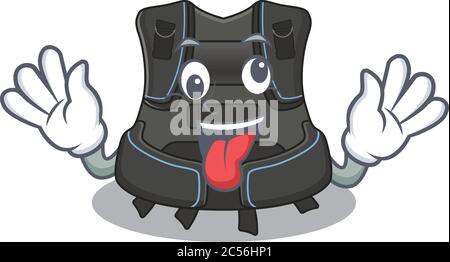 A mascot design of scuba buoyancy compensator having a funny crazy face Stock Vector