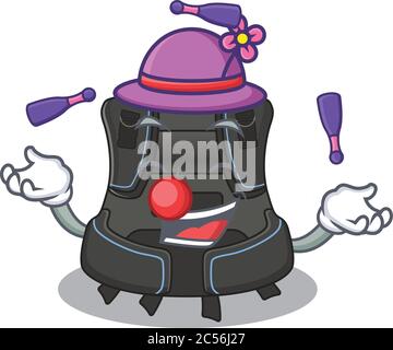 A scuba buoyancy compensator cartoon design style love playing juggling Stock Vector