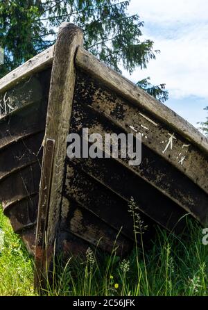 Wooden fishing boat keel, closeup of photo Stock Photo - Alamy