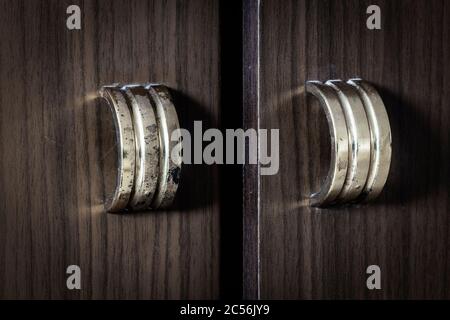 The old mysterious closet in the attic is ajar. Stock Photo
