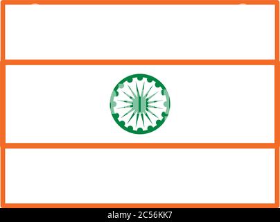 Independece day india celebration flag line style icon vector illustration design Stock Vector