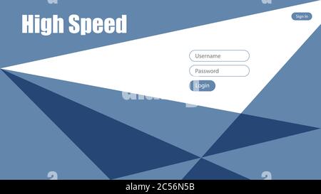 Polygonal design of the login screen with a login form. Vector templates for website design. UI, UX, GUI. Design of headers in blue color. EPS10. Stock Vector