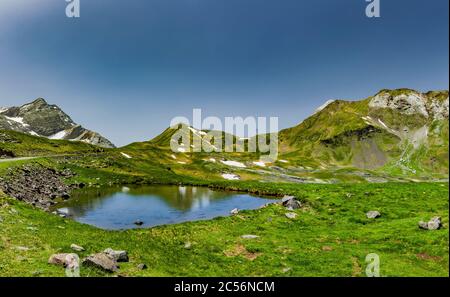 Mountain lake at Col de Tente in the Pyrenees Stock Photo