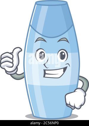 Shampoo cartoon picture design showing OK finger pose Stock Vector