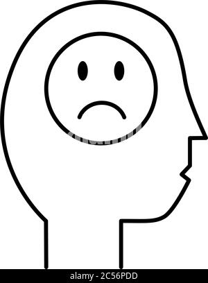 human profile with sad emoji line style icon 2567492 Vector Art at