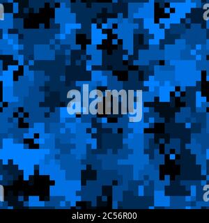 Military camouflage seamless pattern. Urban digital pixel style. Stock Vector