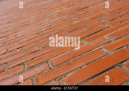 Full frame of giant new red brick wall Stock Photo