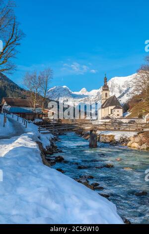 Ramsau near Berchtesgaden in winter, Berchtesgadener Land district, Upper Bavaria, Bavaria, Germany Stock Photo