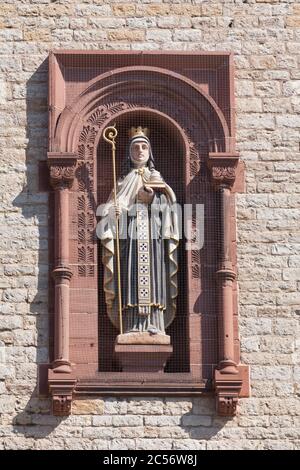 Figure at the St. Bonifatius Church on Wilhelmsplatz, Weststadt, Heidelberg, Baden-Württemberg, Germany, Europe Stock Photo
