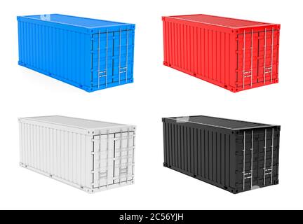 Shipping intermodal containers. Colored collection Stock Photo