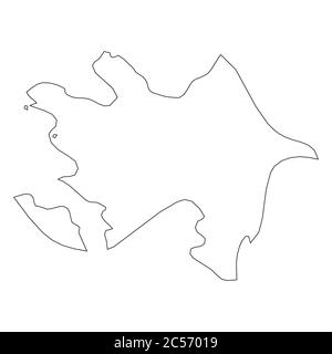 Azerbaijan - solid black outline border map of country area. Simple flat vector illustration. Stock Vector