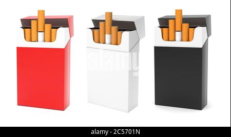 Open packs of cigarettes. Colored set Stock Photo