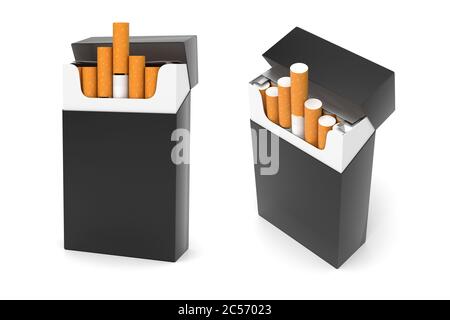 Black pack of cigarettes Stock Photo