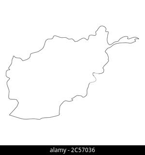 Afghanistan - solid black outline border map of country area. Simple flat vector illustration. Stock Vector
