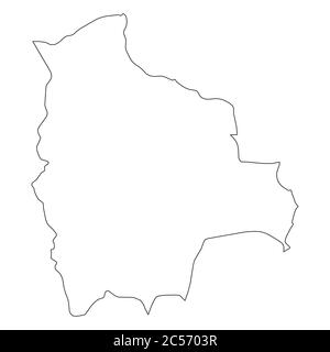 Bolivia - solid black outline border map of country area. Simple flat vector illustration. Stock Vector